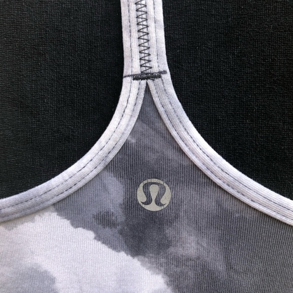 SOLD Lululemon White Coal Tinted Canvas Power Y Tank - Watercolor Marbled Grey - Picture 3 of 7